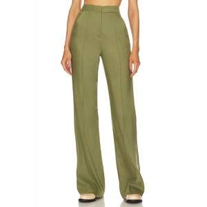 Veronica Beard Olive Green Wide-Leg Trousers